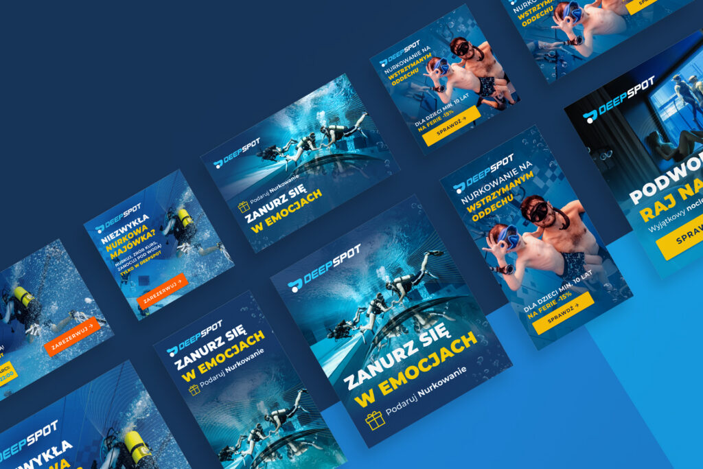 Deepspot social media ads with divers, in Polish