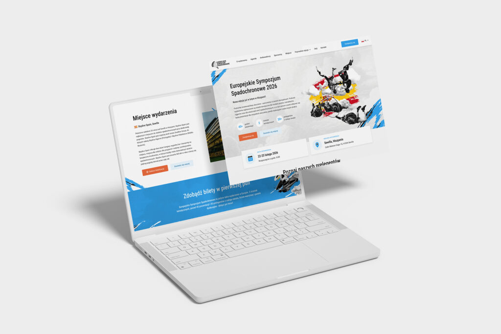 European Skydiving Symposium website on a laptop