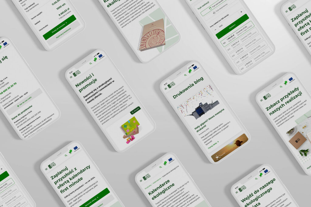 FKD mobile website pages in a tilted grid