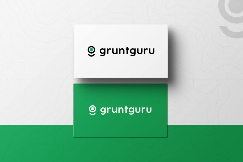Grunt Guru logo on white and green cards