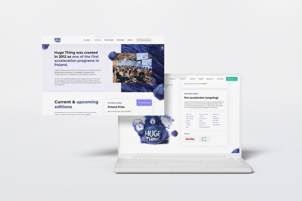 Huge Thing accelerator pages floating above a laptop