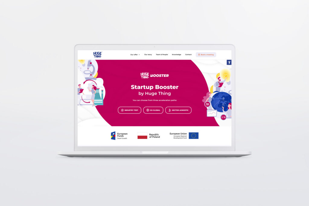 Startup Booster by Huge Thing website on a laptop