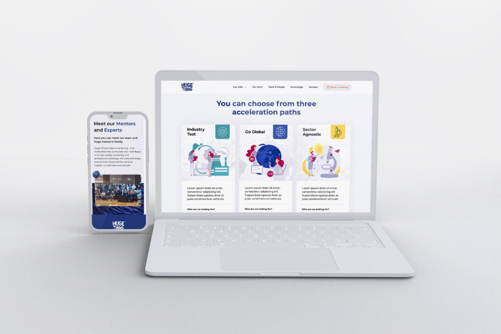 Huge Thing website on a laptop and a smartphone