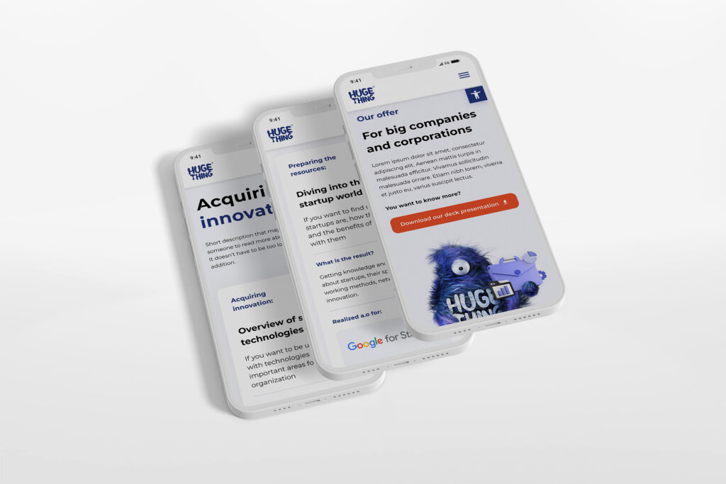Huge Thing mobile pages for corporations on smartphones