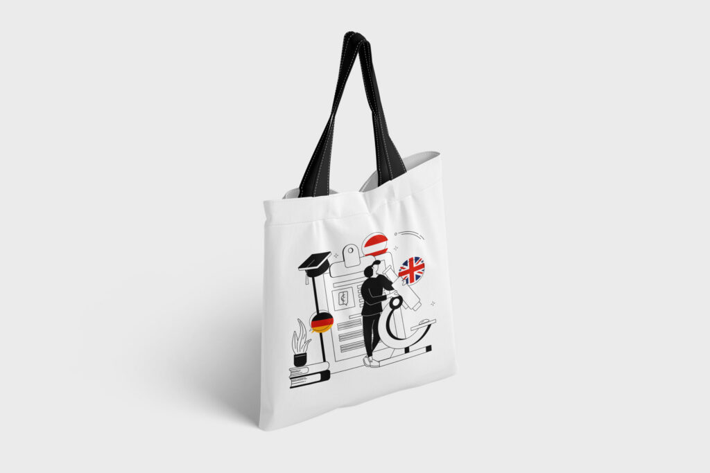 Tote bag with an LcL line illustration