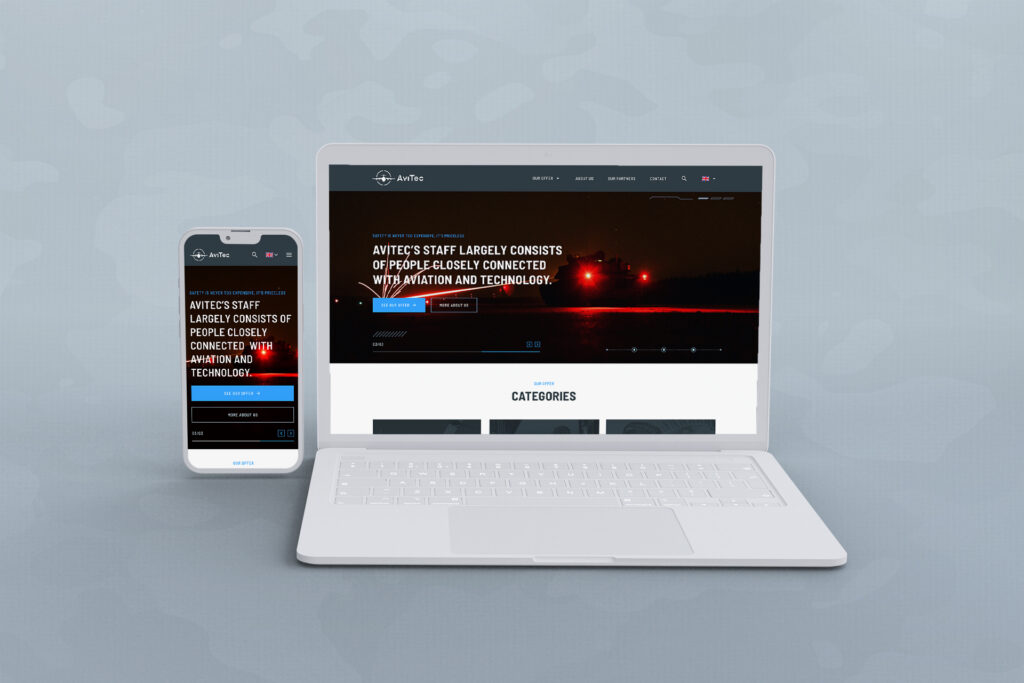 Avitec website on a laptop and a smartphone