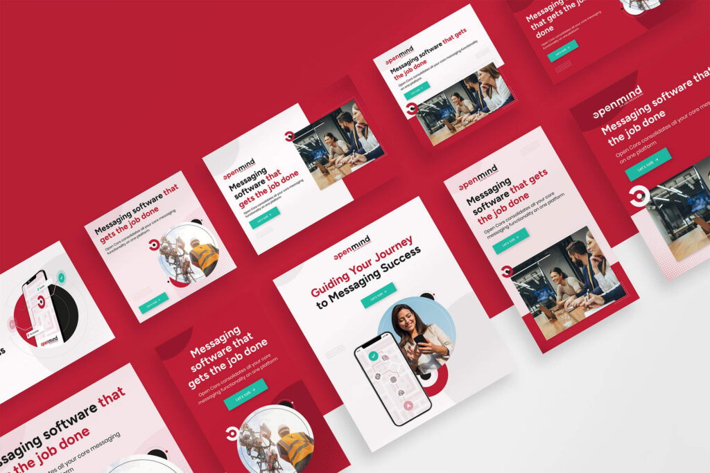 Openmind Networks ads in red and white