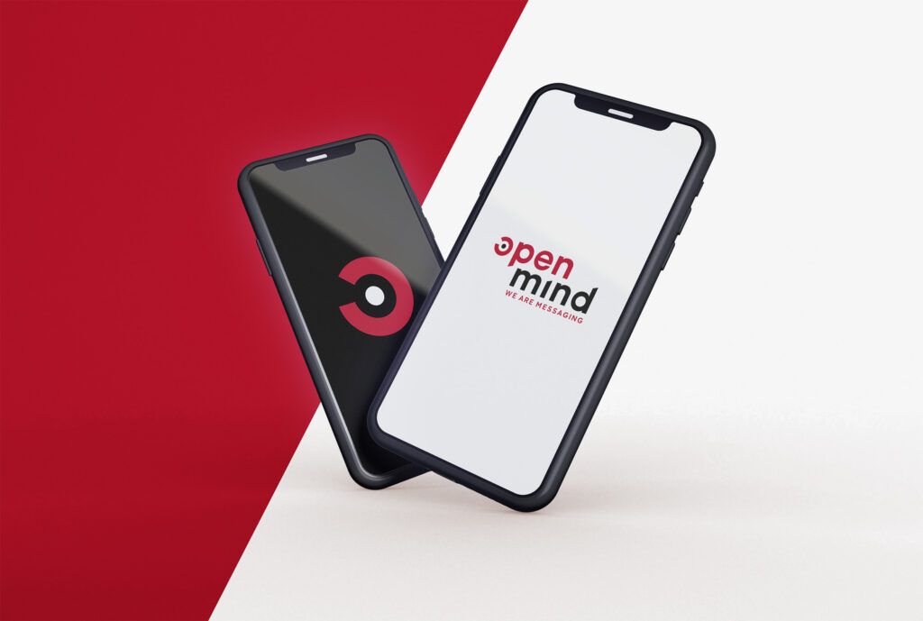 Two smartphones with the Openmind logo on screen