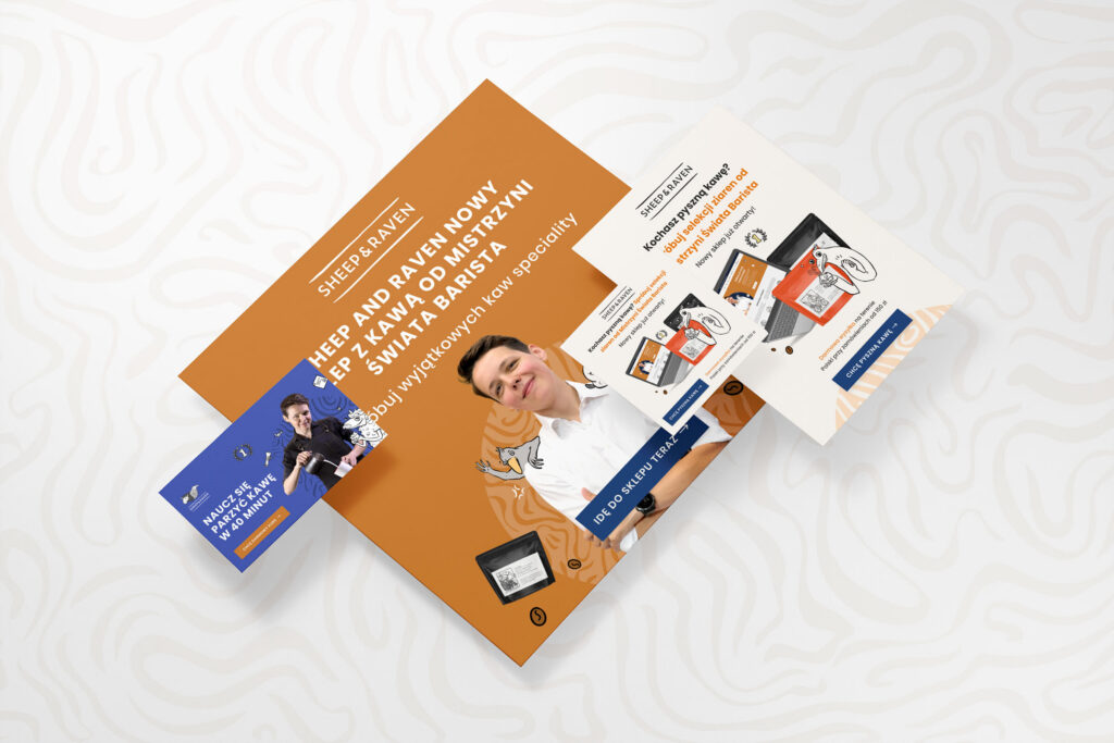 Sheep and Raven web banners in orange and blue