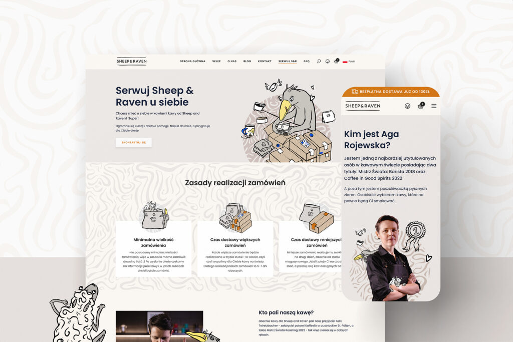 Sheep and Raven page about serving the coffee at your business, with a barista profile
