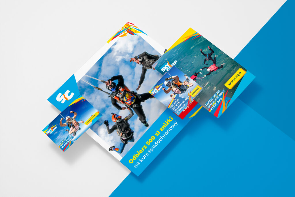 Sky Camp skydiving web banners on blue