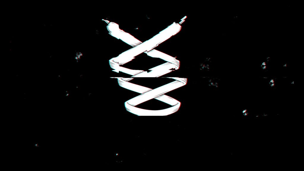 Animation frame: a white ribbon twisting on black