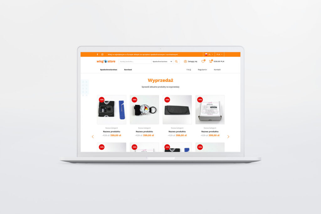 Wingstore sale page on a laptop