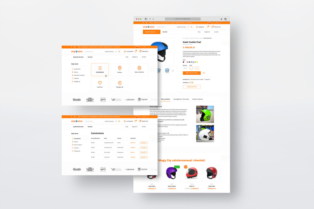 Wingstore product and category pages for helmets