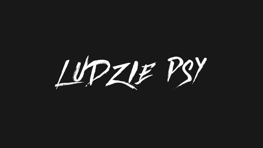 Animated "Ludzie psy" title in brush lettering