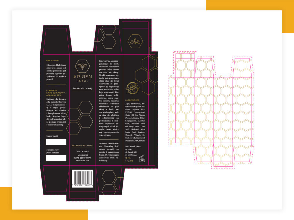 Apigen Royal black box die-cut layout