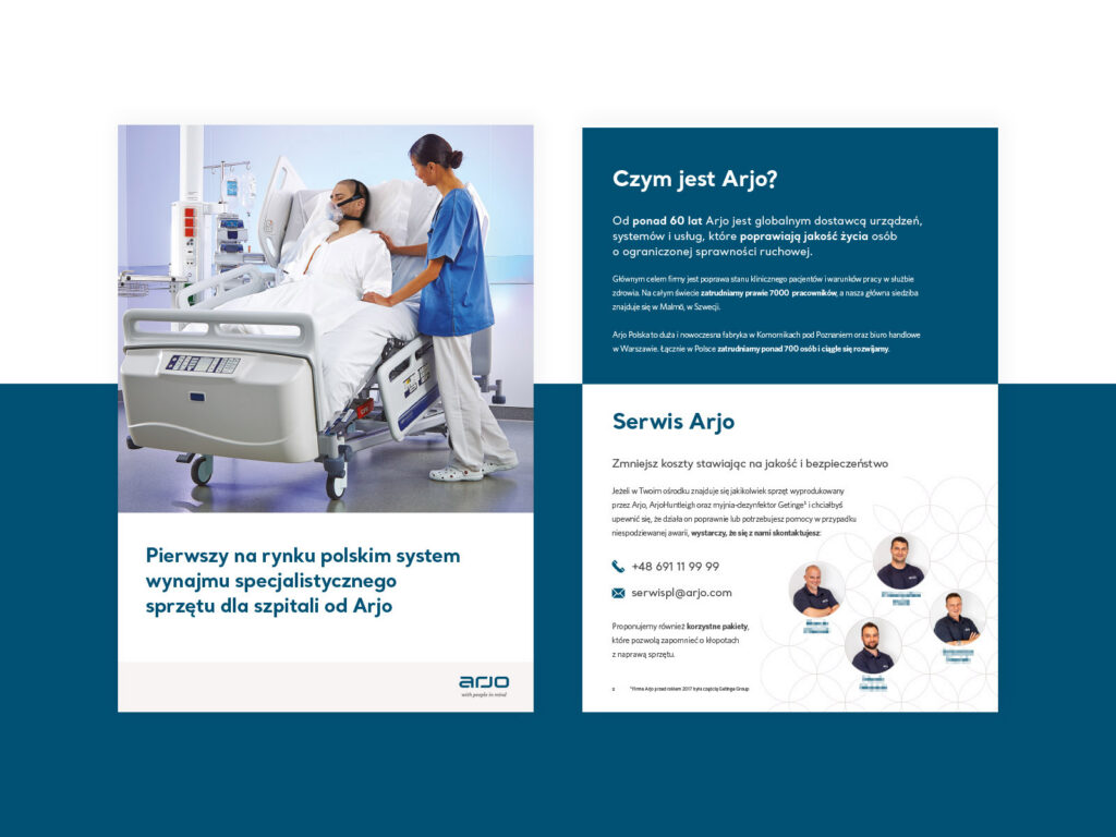 Arjo leaflet in Polish about its hospital bed rental system