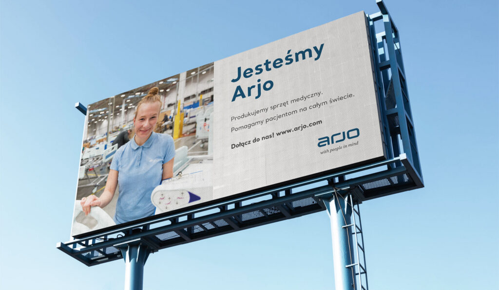 Arjo billboard in Polish: "Jesteśmy Arjo"