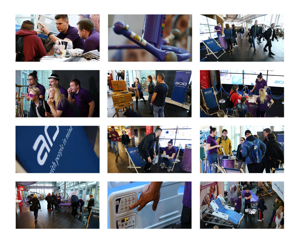 Grid of photos from an Arjo event