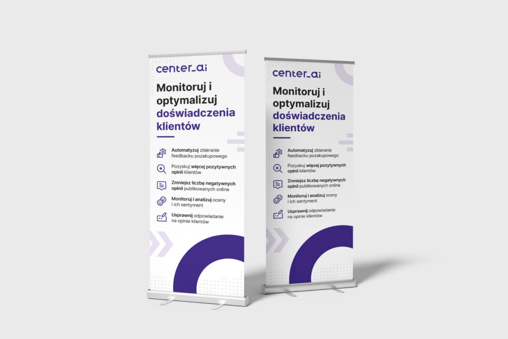 Two Center AI roll-up banners in Polish about monitoring customer experience