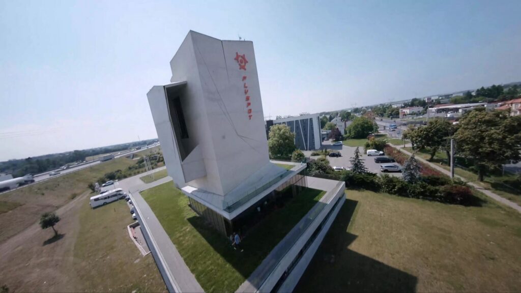 Aerial view of the Flyspot wind tunnel building