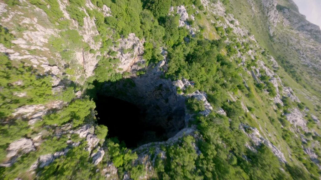 Opening of the Mamet Cave abyss seen from above, Croatia