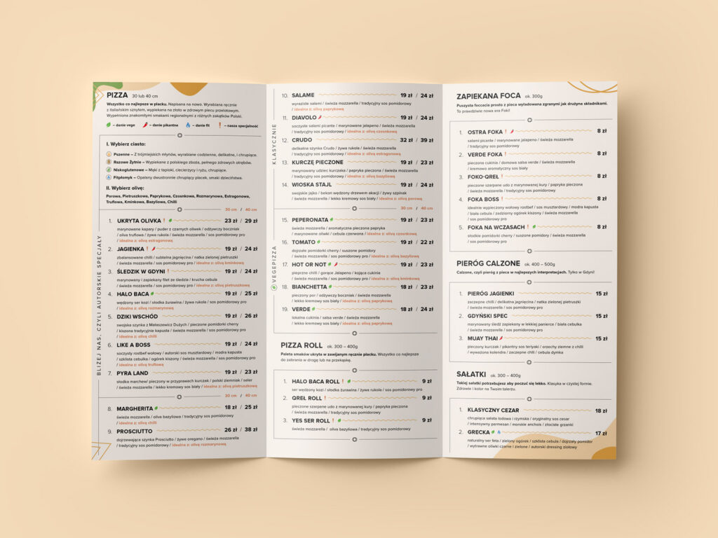 Ukryta Olivka folded menu, inside pages