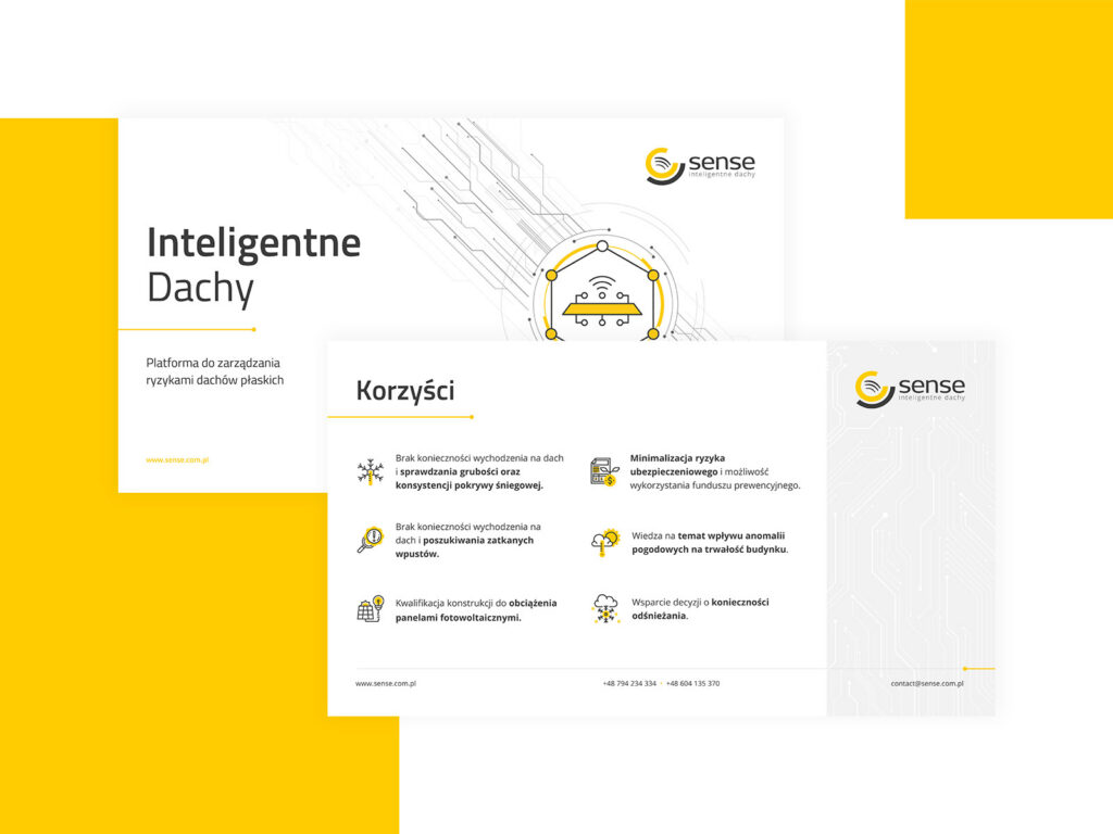 Sense "Inteligentne Dachy" brochure with a benefits page