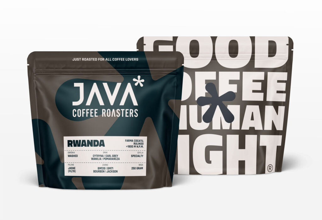 JAVA Coffee Roasters 250 g coffee bags in brown and black
