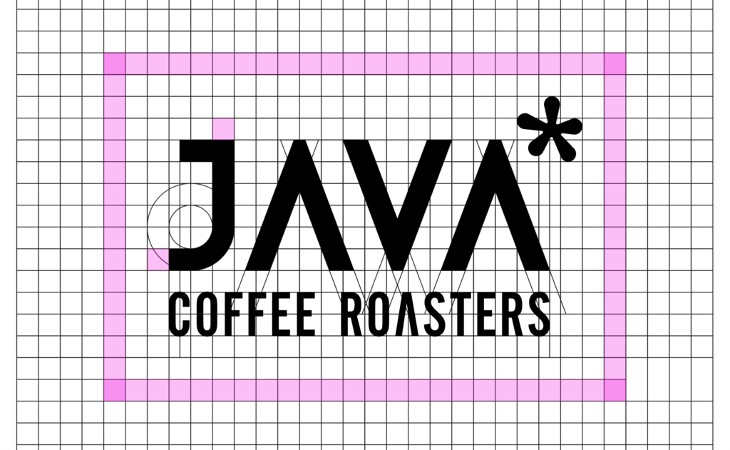 JAVA Coffee Roasters logo on a construction grid